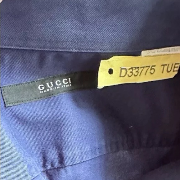 Gucci Duke Mens Button Down Dress Shirt, Blue Double Front Pocket Sz 39/15.5 - Picture 6 of 10